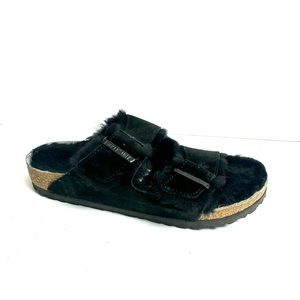 Birkenstock Womens Arizona Lined Sandal Black Suede Size US8 M EU39